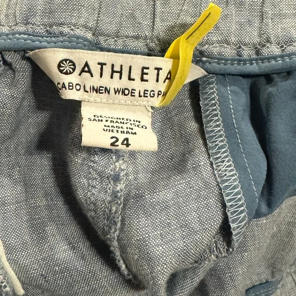 ATHLETA Cabo Linen Jogger Womens Sz 24 Wide Leg Textured Lightweight Pants Blue - Picture 4 of 7